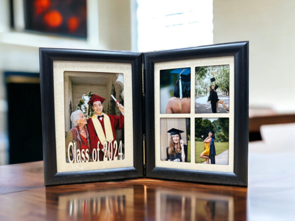 Pcs 5 x 7 Double Picture Frames Hinged Vertical Double Standing Picture Frames Black 2 Opening Folding Family Frames for School Family Collage Tabletop Displays Decoration - Image 2